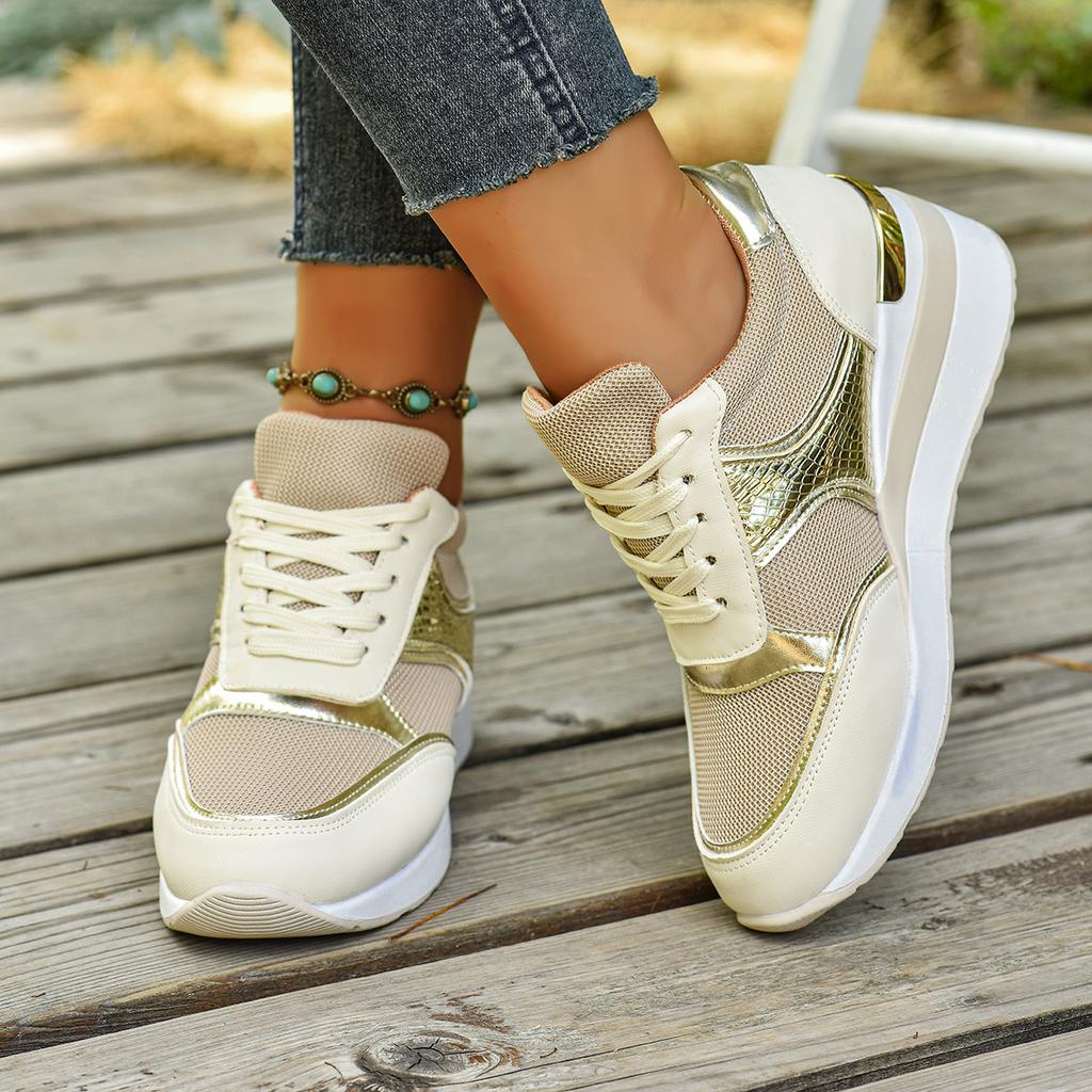 Fashion Women's Lightweight Wedge Sneakers Fashion Lace Up Running Shoes for Women Casual Comfortable Walking Shoes Plus Size