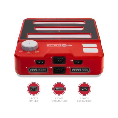 Hyperkin RetroN 3 AV Console, Red | Retro All-in-One for NES®/SNES®/Genesis® (Mega Drive) with AV Output Cable