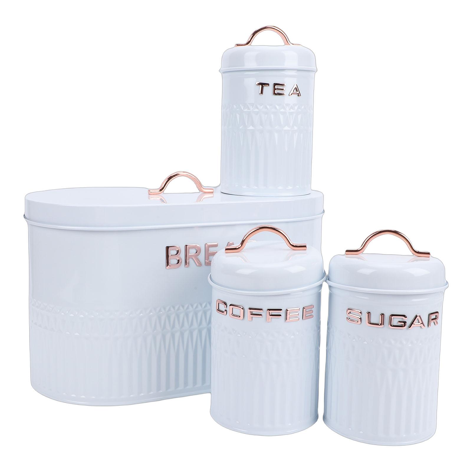 

4PCS Brd Box and Canister Set Food Grade Iron Coffee T Sugar Storage Container Metal Brd Box Set for Kitchen Countertop