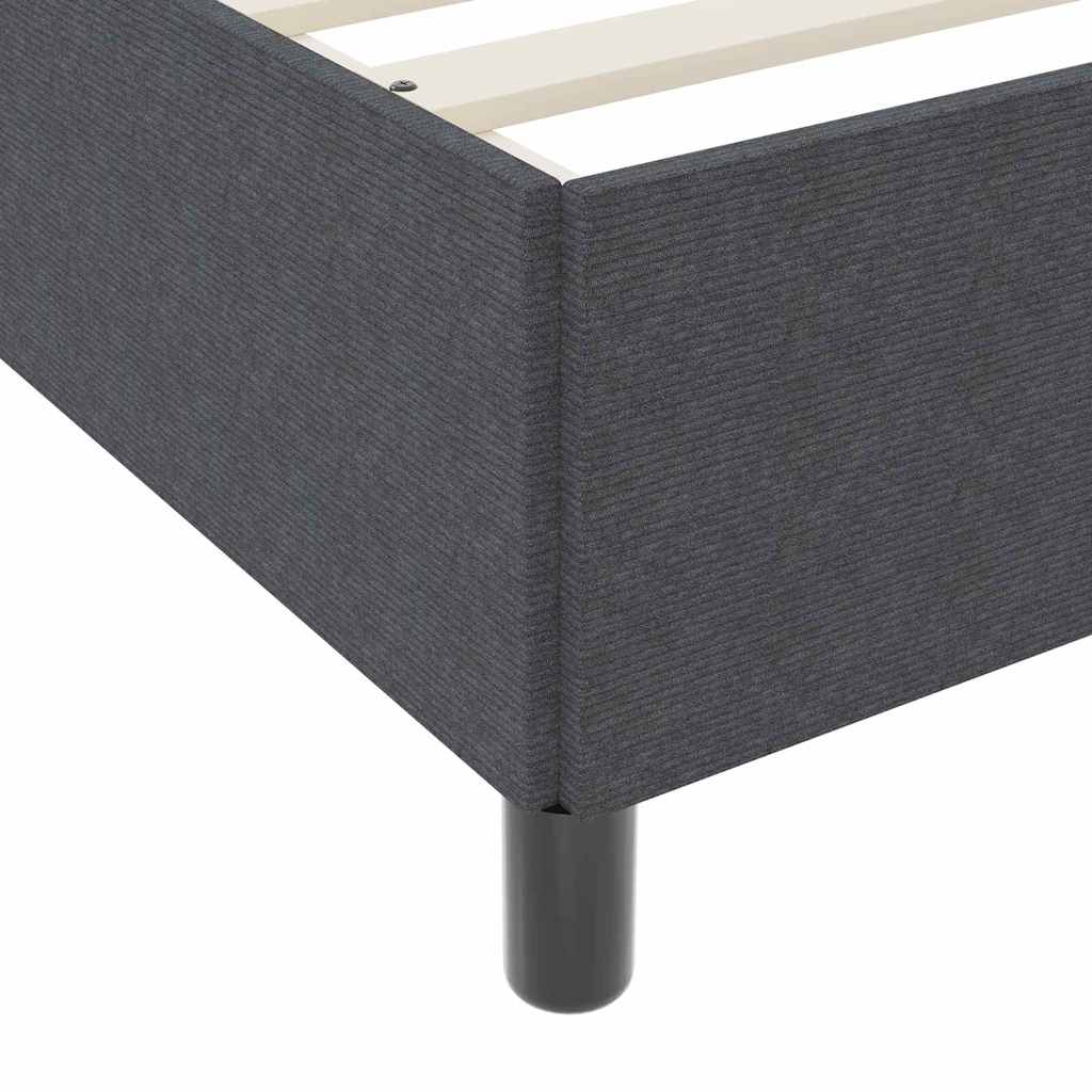Box Spring Bed Dark Grey 120 x 190 cm Cord Fabric
