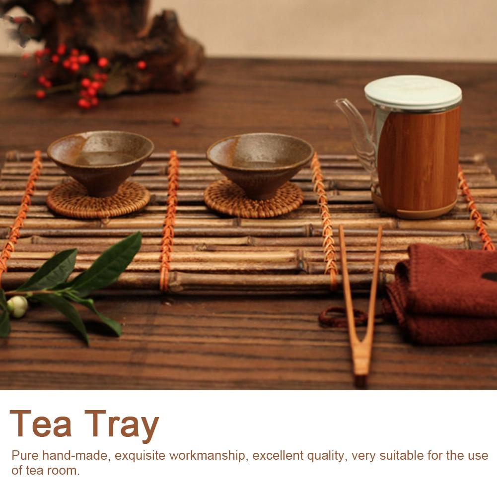 Handcraft Tea Table Bamboo Placemat Tea Cup Tray Pad Tea Set Ceremony AccessoriesTea Tray 25x40cm