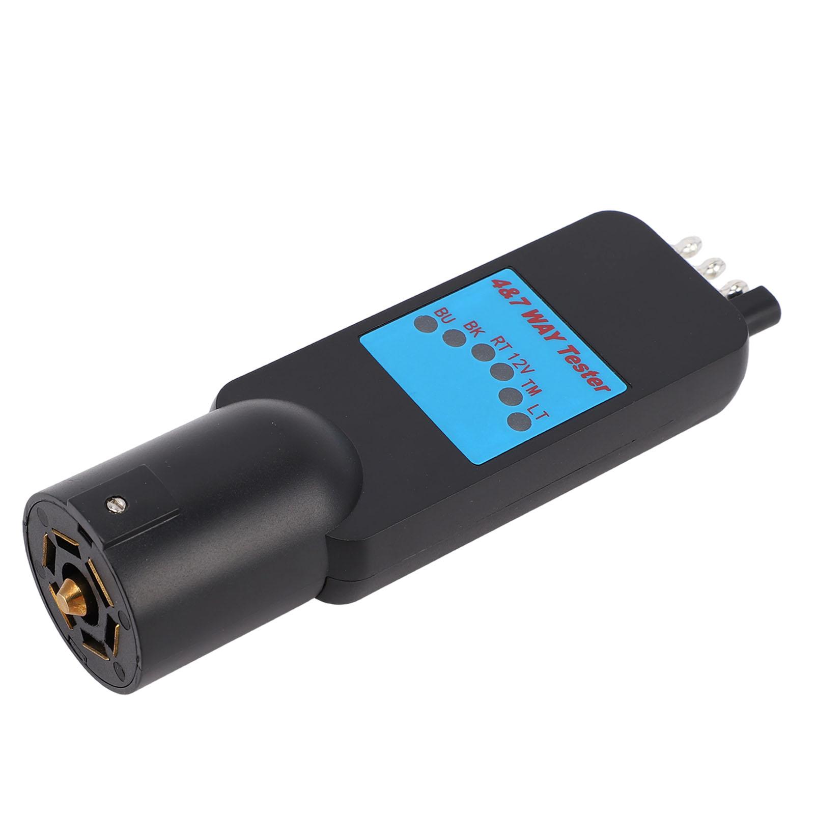 

2 in 1 Trailer Connector Tester 7 Way Blade and 4 Way Flat Trailer Connector Tester with 6 LED Indicators for Tail