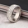 Titanium Steel Women Men 3 Rows Shiny Rhinestone Finger Ring Wedding Jewelry Gift