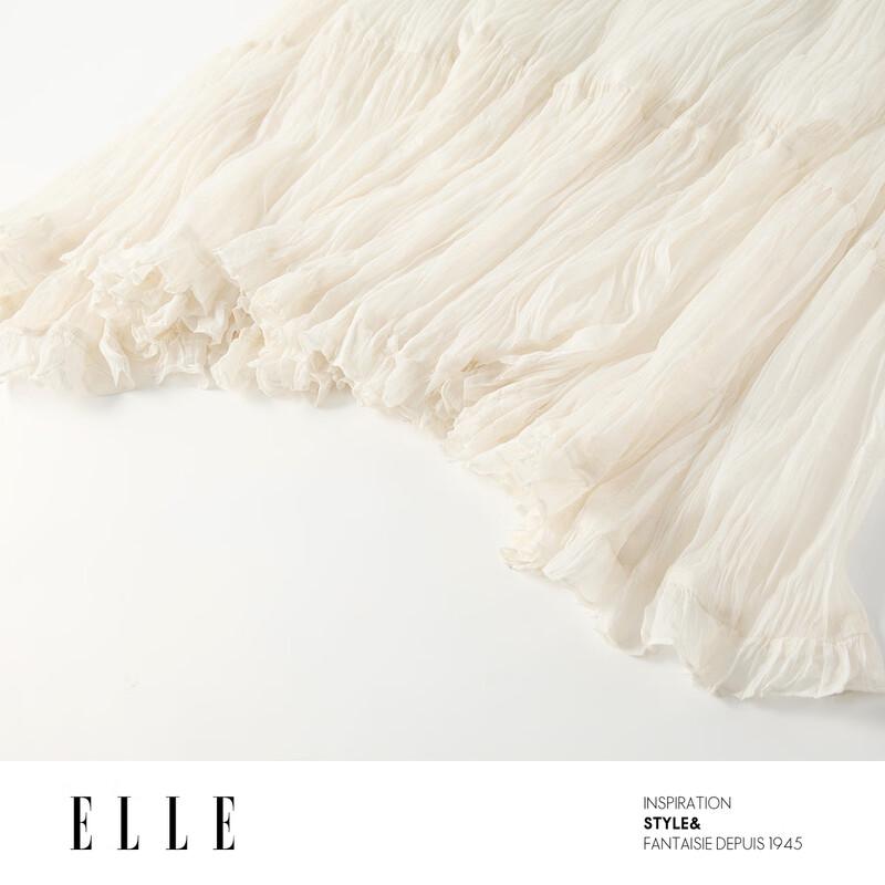 ELLE French Textured Pleated Midi Skirt