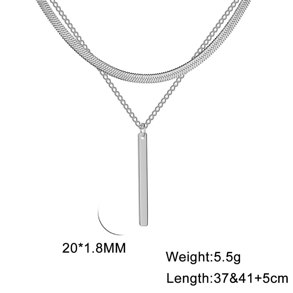 Cazador Geometric Circle Pendant Double Layer Necklace Stainless Steel Long Chain Necklaces for Women Birthday Gifts Jewelry
