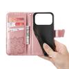 For iPhone 17 Pro Case 3D Rhinestone Decor Butterfly Flower Leather Phone Cover with Wrist Strap