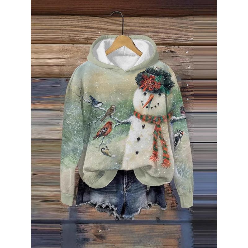 Amazon Cross-border Independent Site 3D Digital Print Women's Hoodie, Christmas Pattern Cap, Sweatshirt, Autumn Top
