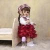 KEIUMI Full Silicone Vinyl 22 Inch Red Dress Lively Reborn Baby Doll Realistic Skin Babies Doll Children Gift