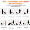Waterproof PVC Dog Harness Leash Set 8-in-1 Hands Free Adjustable Embossed Texture Heavy Duty Pet Collar for Medium Large Dogs