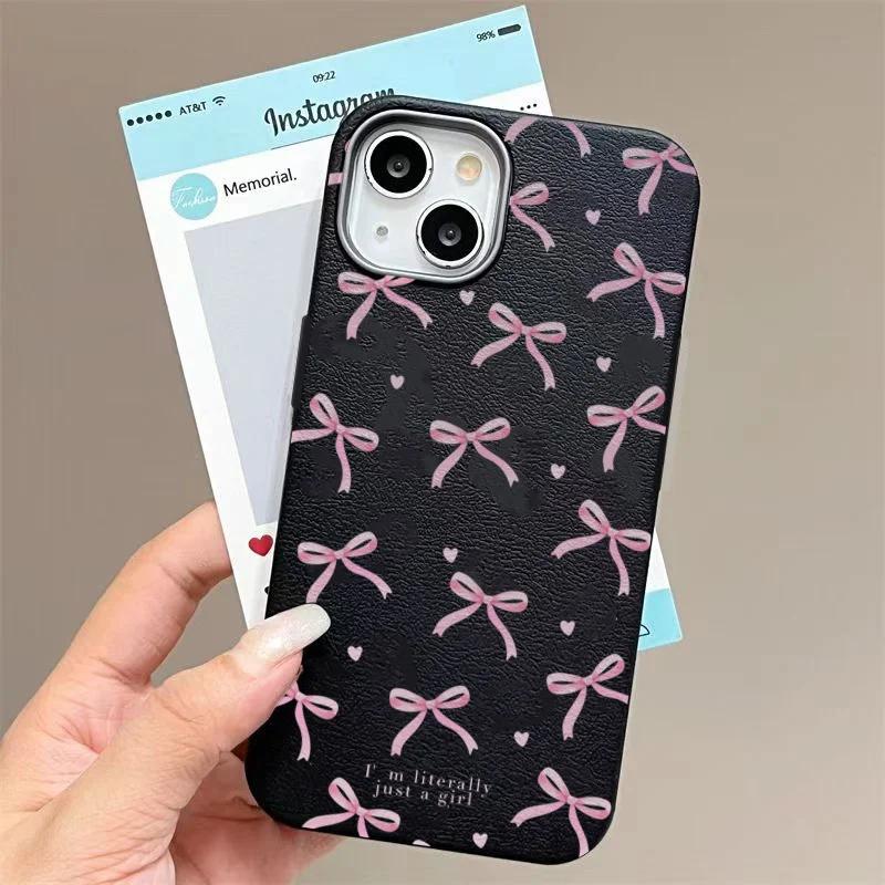Black Bows Soft Phone Case for Xiaomi Redmi Note 14 13 12 11 Pro Plus 4G 5G 12S 11S 10S 10 9S 12C 13C 14C Leather Texture Cover
