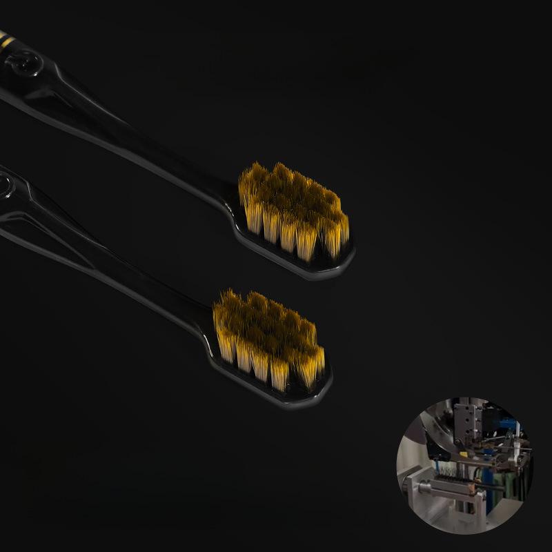 [6-teilige Geschenkbox] Premium-Zahnbürste für Erwachsene mit ultrafeinen, mittelfeinen Borsten, breitem Kopf und elegantem Griff mit Goldprägung