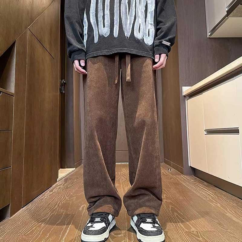 Chaolun Men's Corduroy Straight Casual Pants, New Autumn Plus Velvet, Loose Fit, Long Sports Pants