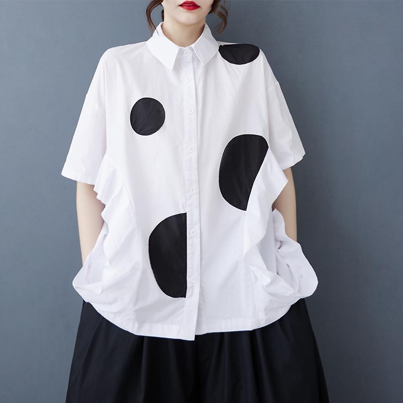 

Dimanaf Лето 2025 Блузка больших размеров с короткими рукавами Футболка оверсайз с принтом Женские свободные топы Футболки Новая рубашка One Size белый