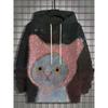 Høst og Vinter Ny Herre 3D Helkroppstrykk Japansk Svart Katt Hettegenser Unisex Casual Mote Herre Hettegenser Street Herre Topper