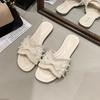 Französische Perlen-Slipper Damen Sommerbekleidung 2025 neu feenhaft klein duftender Stil Mode flacher Boden Ein-Wort Strand coole Slipper