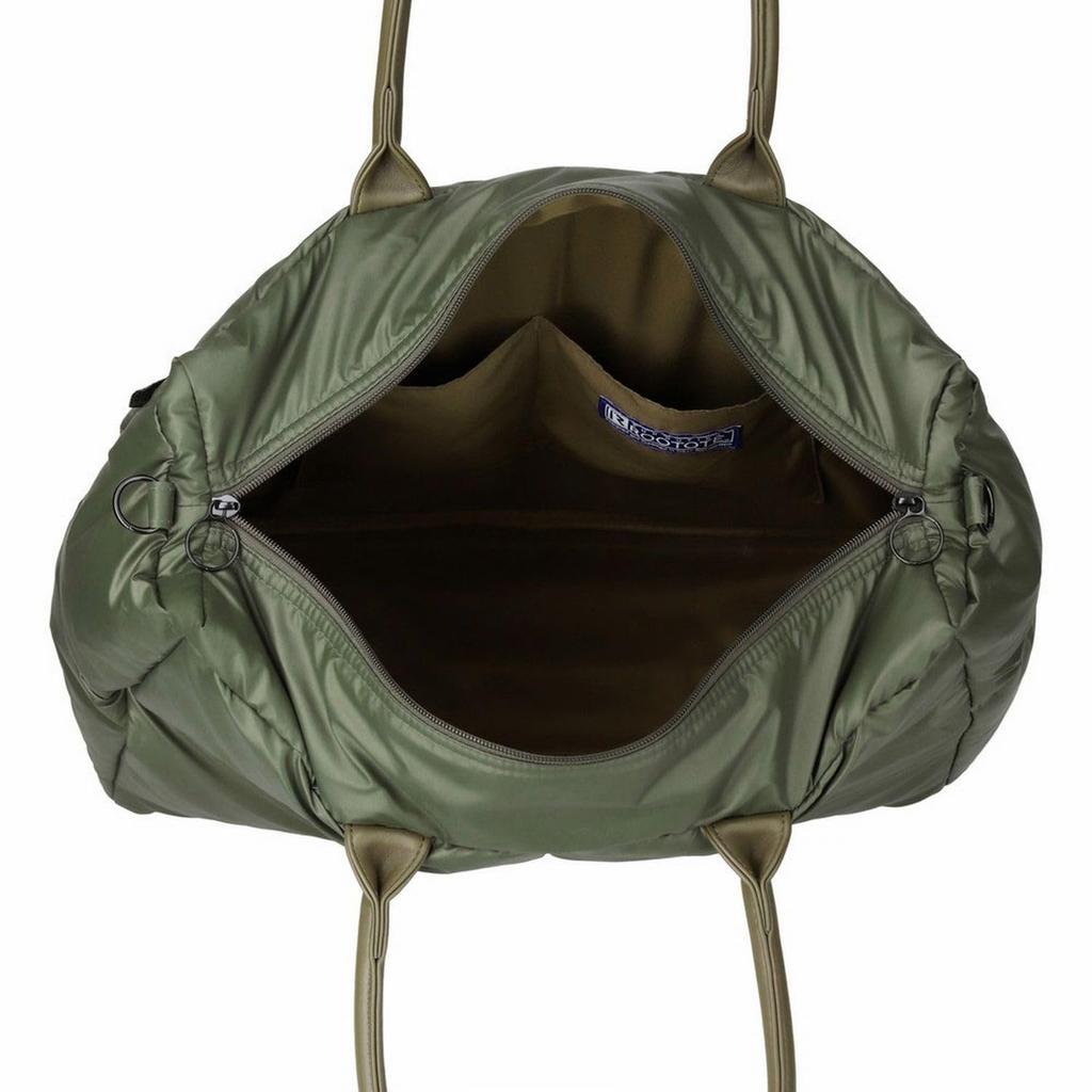 Rootote 1244 Feather-Filled, Freestanding, Horizontal Tote Bag with Shoulder Strap, FE Grande CARO-A (Forest Green)