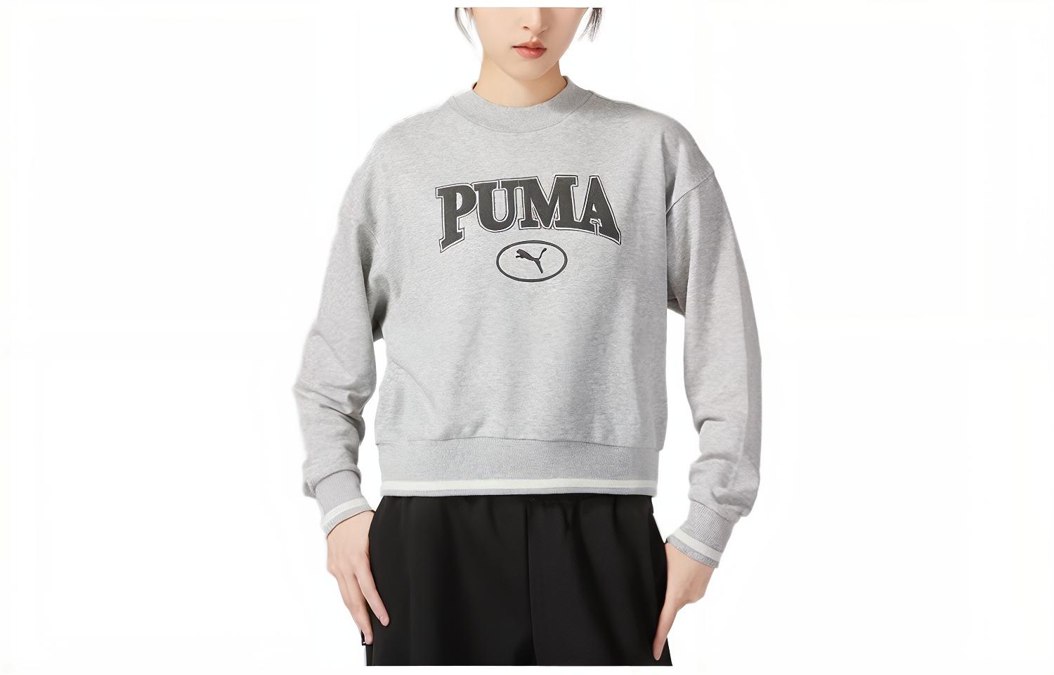 PUMA Sweatshirts Women s Gray Crew Neck Moderate Other 623597-04 L
