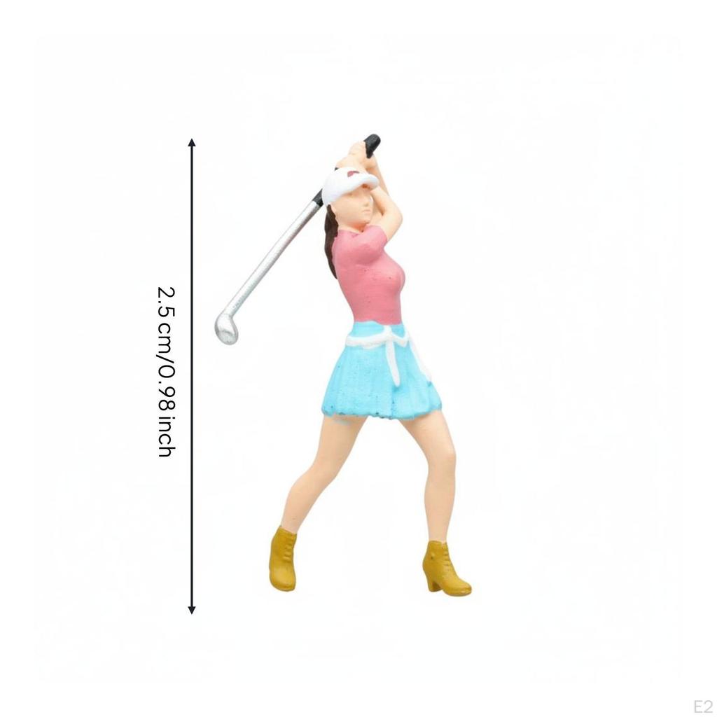 1:64 Golf-Miniaturen Mikrolandschaft Dekoration Golferfiguren Lebendige Posen Spieler