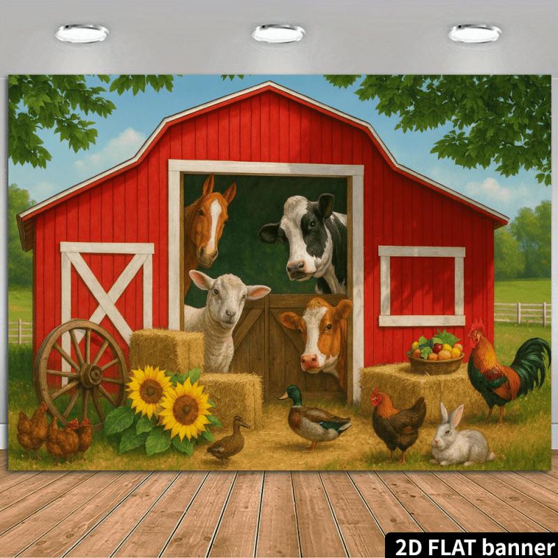2D Plane 1-piece Children's Fun Rural Farm Background Suitable for Families Offices and Outdoors