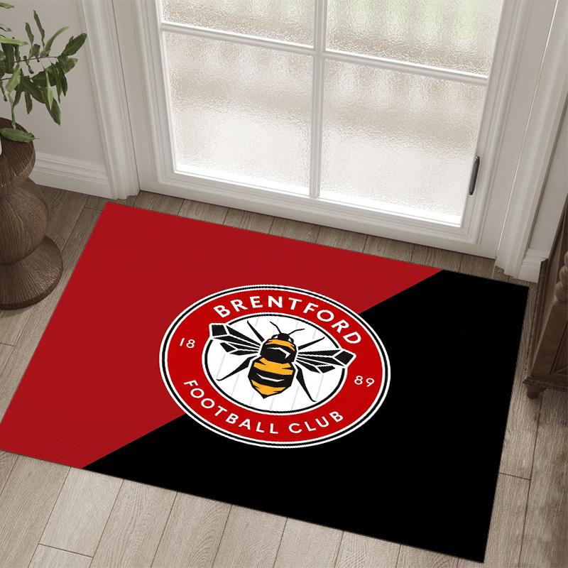 Brentford Football Design Crystal Velvet Carpet Cozy Non?Slip Printed Rug For Bedroom Living Room Entrance