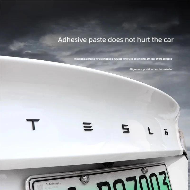 3D ABS Carbon Chrom Schwarz Logo Tesla Buchstaben Emblem Auto Heckklappe Buchstaben Für Tesla Modell 3 Y X S Zubehör