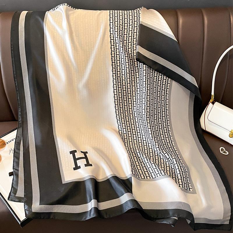 New Silk  Scarf Women Soft Satin Hairband Neckerchief Office Hijab Headband Foulard Gift Luxury Design Brand