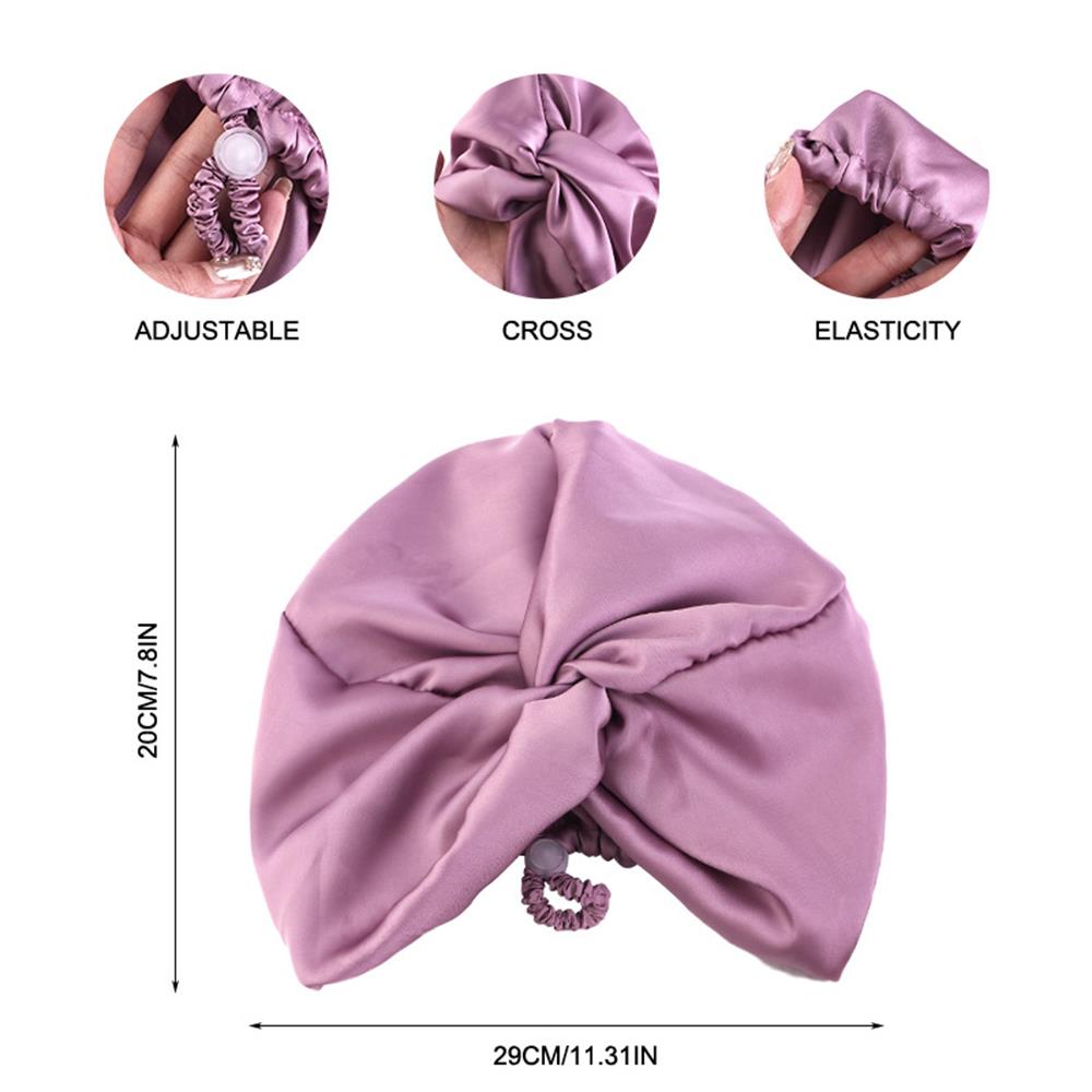 Reine Seide Turban-Hauben für Damen Satin Schlafhaube Hut Doppellagig Gedrehter Haarwickel Verstellbarer Seiden-Kopfwickel Haube
