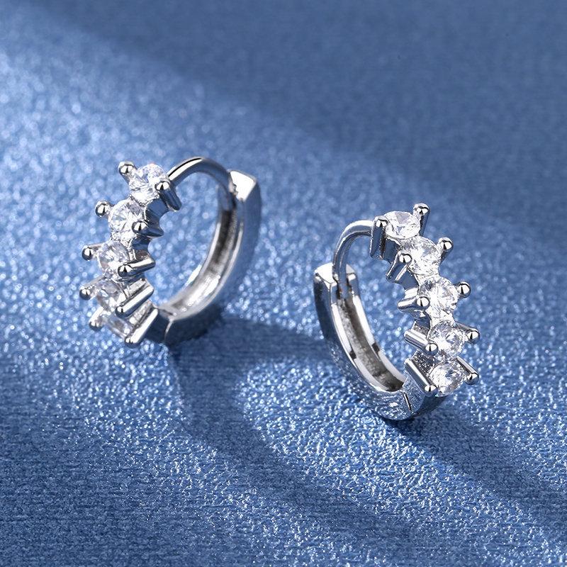 Fine Jewelry 925 Sterling Silver Earrings Inlaid with Zircon Crystal Flower Earrings Charm Jewelry for Women Gift Engagement