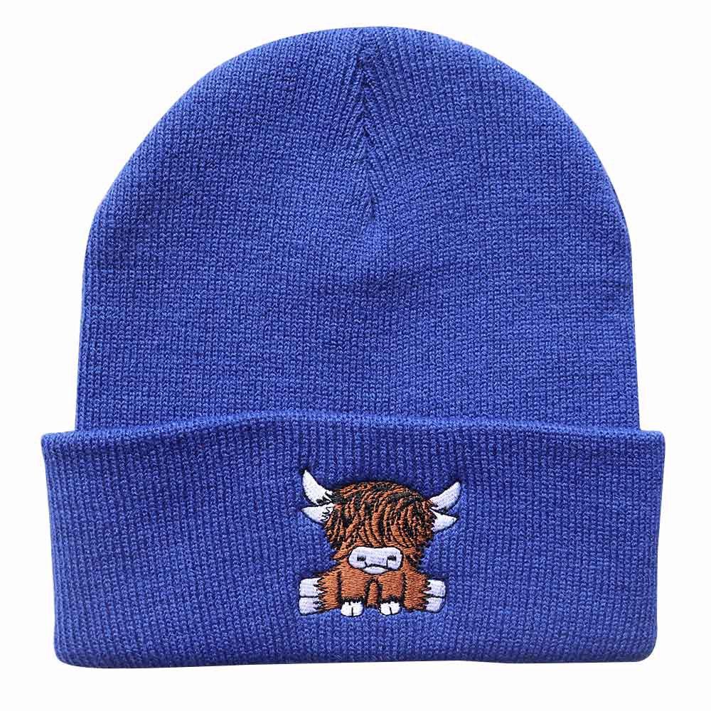 

European and American men s and women s autumn and winter trendy cartoon woolen hats, England woolen cow embroidered knitted hats, warm pullover hats Adjustable