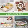 Portable Sectioned Snack Tray. Four-sided Snap-lock  with a Sealed Lid. Suitable for Refrigerator and Kitchen Food Storage and Organization