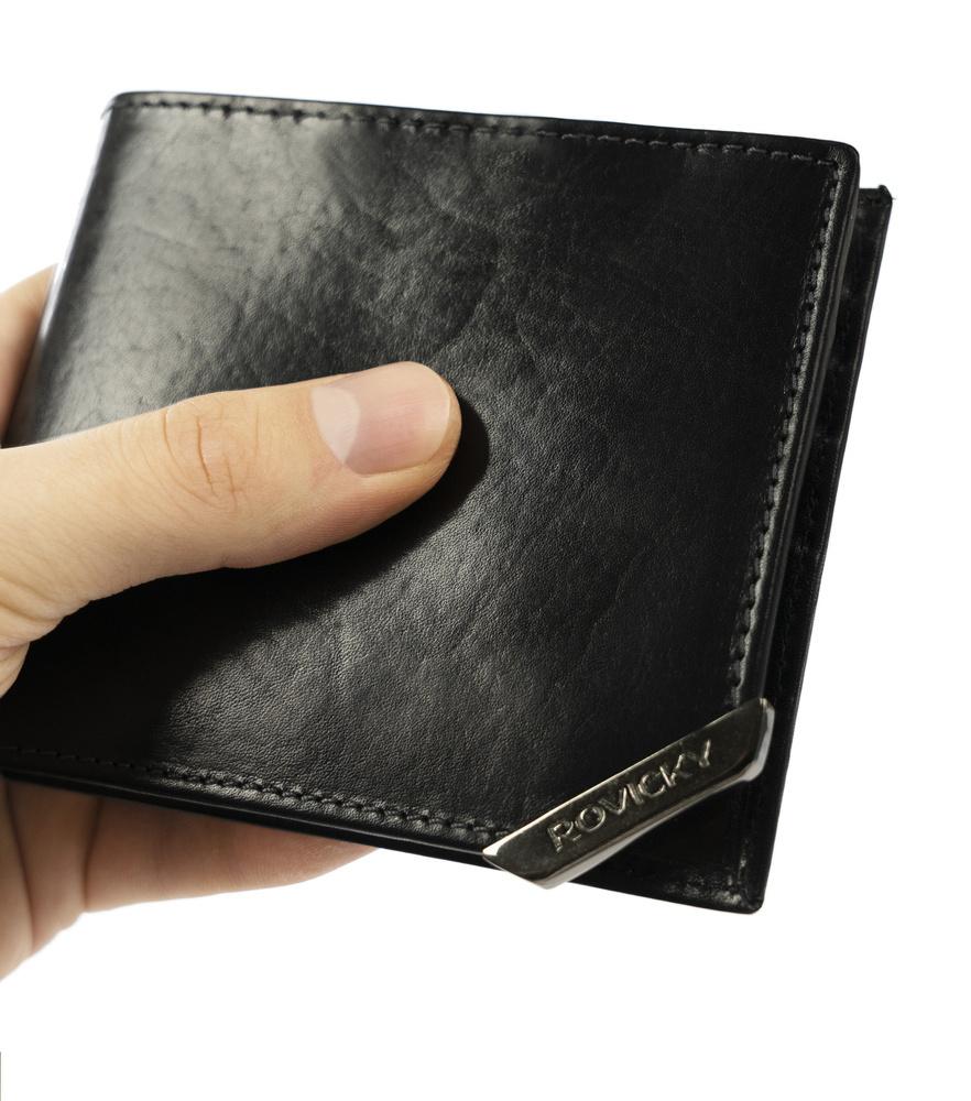Men's Horizontal Wallet with Silver Accent, Natural Grain Leather - Rovicky