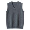 Men's Cashmere V-Neck Sleeveless Vest - Double-Strand, Thick Solid Color Tank for Business Casual Layering