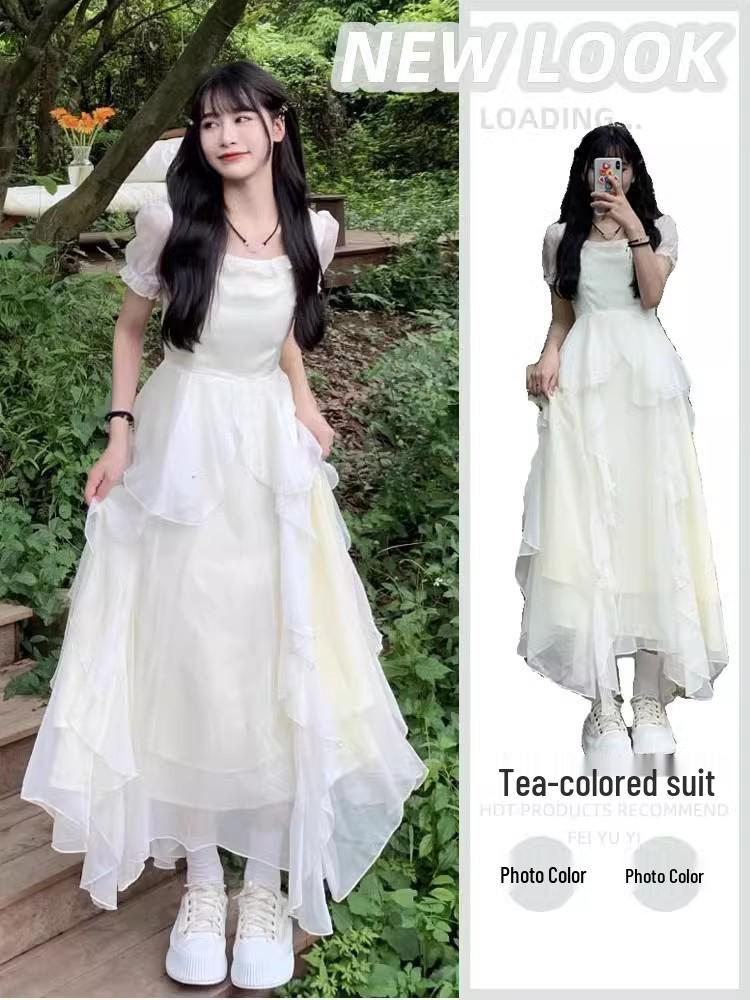 Women's Summer 2026 French Fairy Ruffle Dress - Pure, Sweet First Love Style