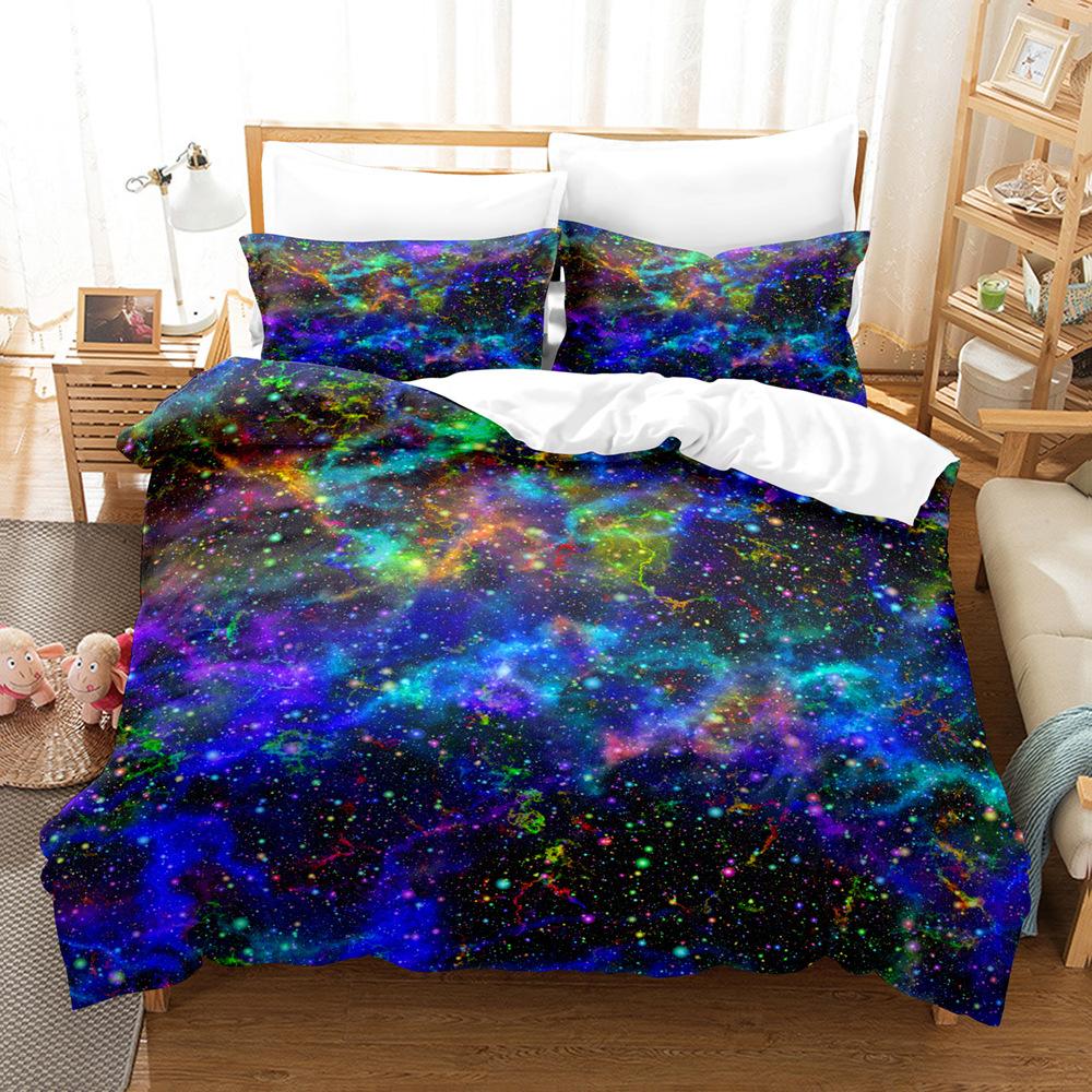 Home Textiles Star Space Pattern Three-Piece Digital Printing Sheet Bed Quilt Kit