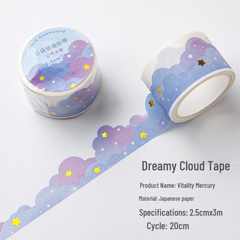 Cloud Dream Gold Foil Scenery Washi Tape - Decorative Journal Sticker Roll