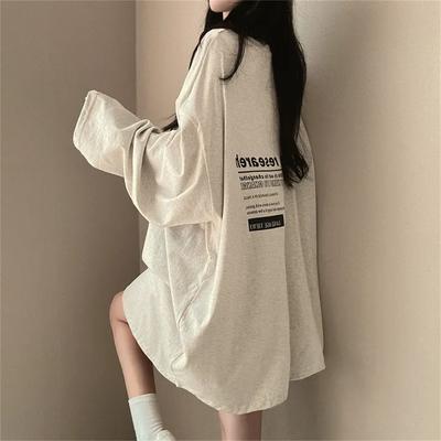 Spring Autumn Women's T-shirt Top Cotton Loose Oversize Long Sleeves T-shirt Women Streetwear O-Neck Pullover Ladies Sweatshirt Tees