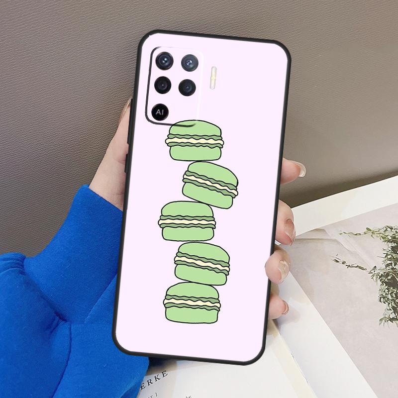 Macarons Cake Dessert Case For Oppo A77 A57 A17 A60 A80 A40 A74 A54 A94 A78 A98 A18 A38 A58 A96 A76 A16 A15 A5 Pro