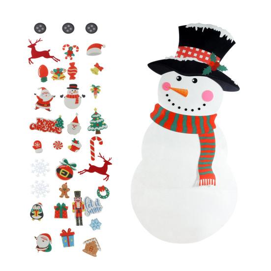 

DIY Felt Christmas Snowman Set with 34 Pcs Detachable Ornaments Large Snowman DIY Crafts Christmas Door Wall Hanging 1 Set