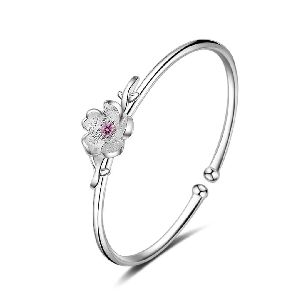 Nuovo Bracciale Fiore di Ciliegio Carino Dolce Retrò Rosa Pesca Temperamento Fiore Fatina Braccialetto Tendenza Moda Donna Gioielli