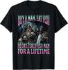 Buy A Man Eat Fish Funny Hard Skeleton Meme Bootleg T-Shirt