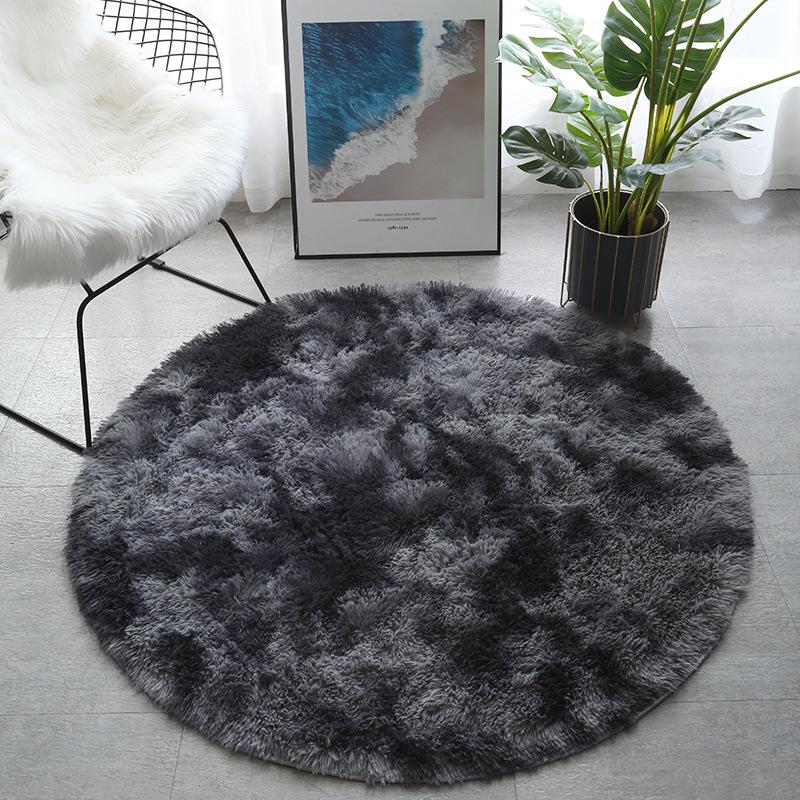 Rainbow Plush Round Rug For Bedroom Shaggy  Circle Carpet Living Room Coffee Table Rug Fluffy Home Decoraion For Girl
