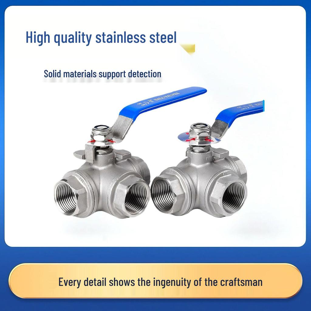 304 Stainless Steel T-type/L-type Manual Internal Thread Ball Valve, Tee Design, 4 Points/6 Points (DN15)