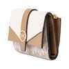 Michael Kors Greenwich Logo Tri-fold Design Coated Canvas Wallet Medium Women's Cream White with Brown