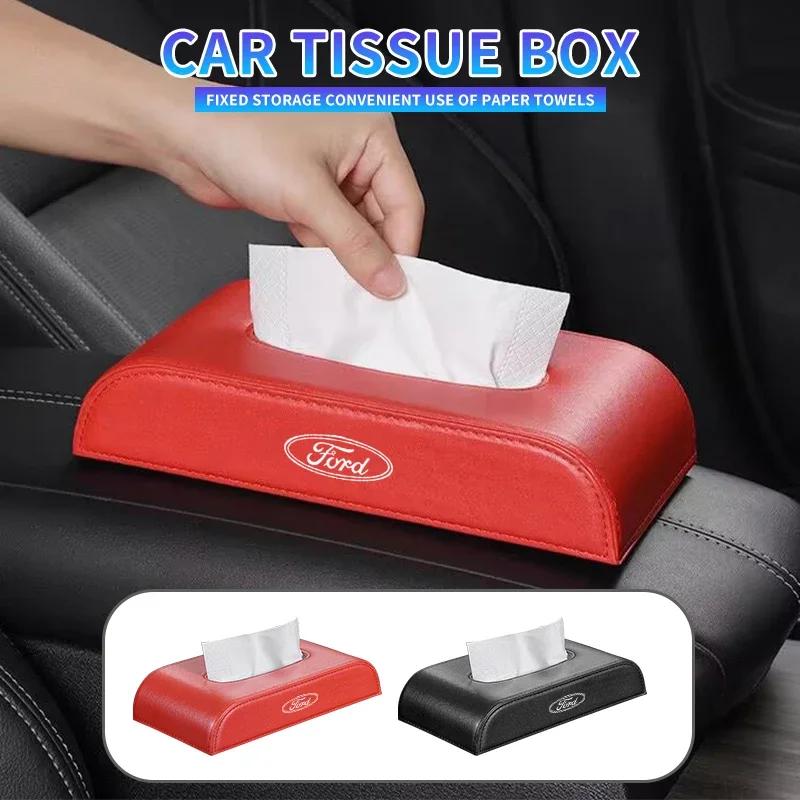 Hot 2025 Hot For Ford 1PCS Leather Wear-Resistant Center Console Car Tissue Box For Ford Focus 2 MK2 3 4 ST Mondeo Festiva Fusio