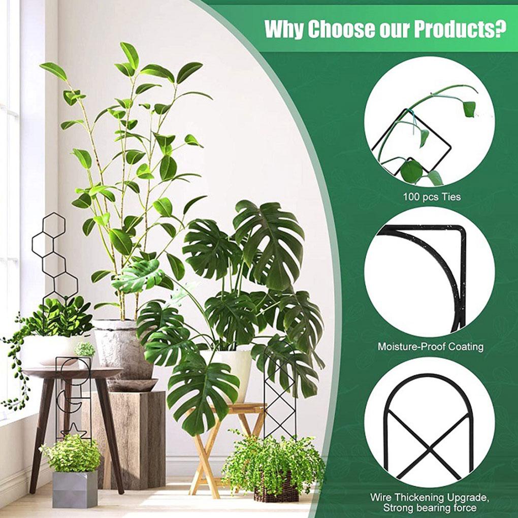 2x Black Small Metal Trellis For Pots Sturdy Support For Indoor Climbing Plants Indoor Plant Support
