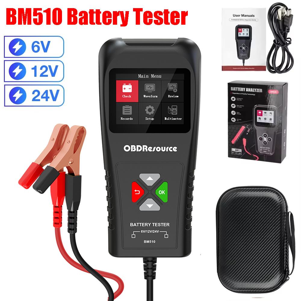 

BM510 Professional Car Battery Tester 6V 12V 24V Truck Battery Diagnostic Tool 100-2000 CCA Car Battery Analyzer Tool