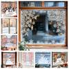Static Cling Decorations 2Pcs Christmas Window Clings, Glass Sticker, Holiday Decal with Snowflakes Lantern Decorative Stickers and Balls Patterns,