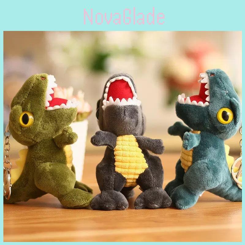 Adorable Cartoon Dinosaur Plush Keychain Soft Stuffed Toy Tyrannosaurus Rex Key Holder