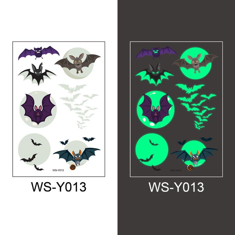 New Halloween Children's Night Light Tattoo Stickers Cartoon Cross Border Bat Party Festival Green 3D