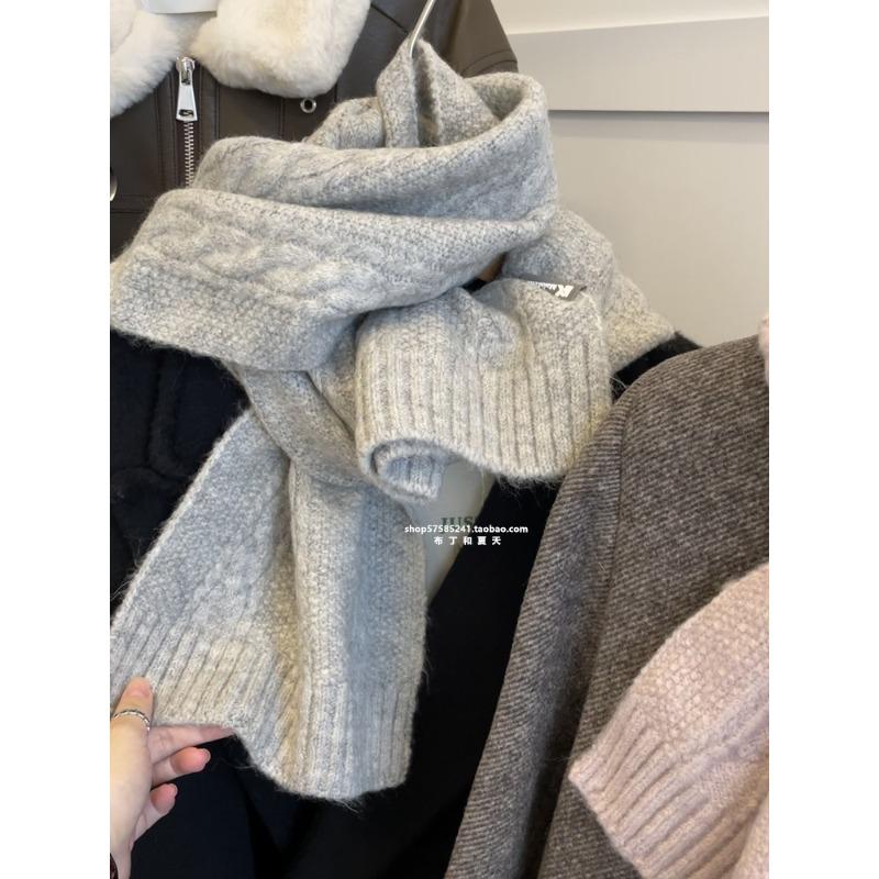 Twist Pattern Wool Scarf Gentle Breasts  Warm Neck Scarf for Students  New Winter Style for Men and Women
